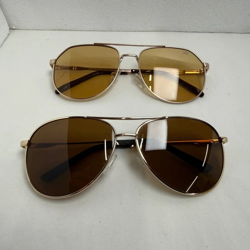 Unbranded Sunglasses Unisex  Gold Aviator Bundle 2 Pairs Brown Amber‎ Lenses